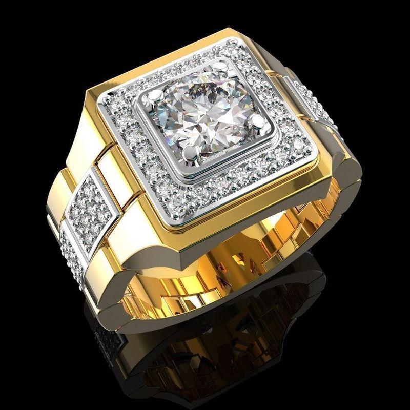 

Watch Men Fashion Gold Plated Two-Tone Diamond Us Size 12 Circumference 67.2mm