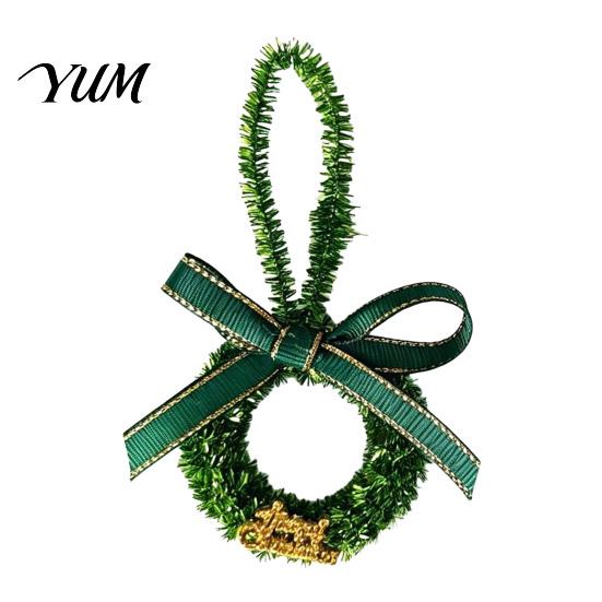 Seasonal Tree Decor Mini Christmas Wreath Ornament, Miniature Artificial with Bow, Bow Pinecone, Xmas Hanging for Holiday Party