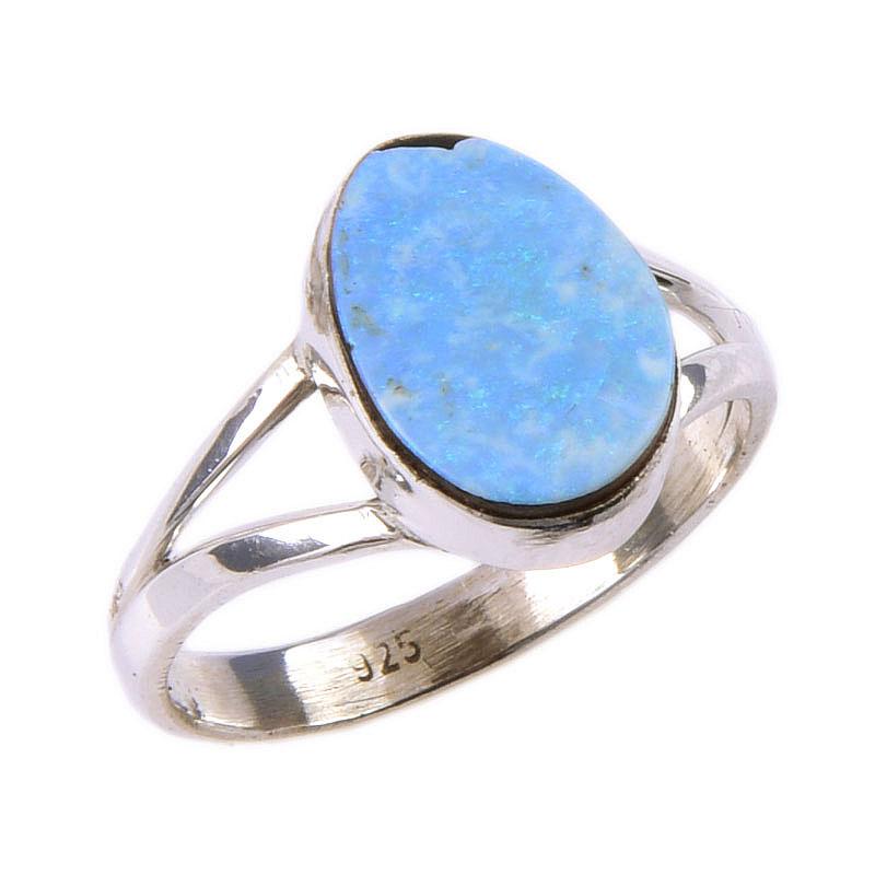 Natural Australian Opal Gemstone 925 Solid Sterling Silver Jewelry Ring S.6 L3n32