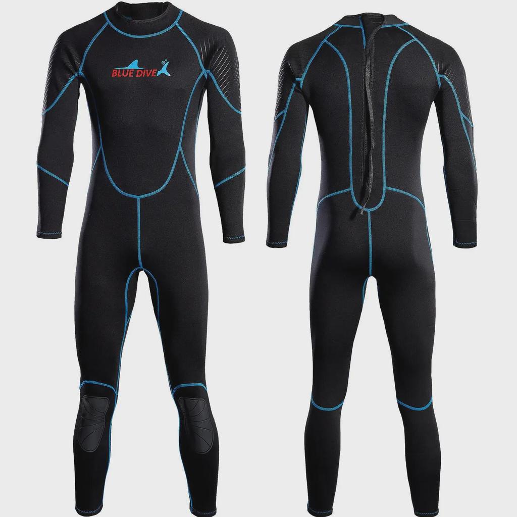 Pánský 2mm neopren: Teplé, jednodílné pro surfování, pádlo, jízdu na motorovém člunu, plavání, zimní šnorchlování - ochrana proti chladu.