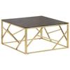 VidaXL Coffee Table Golden Stainless Steel and Tempered Glass 349948