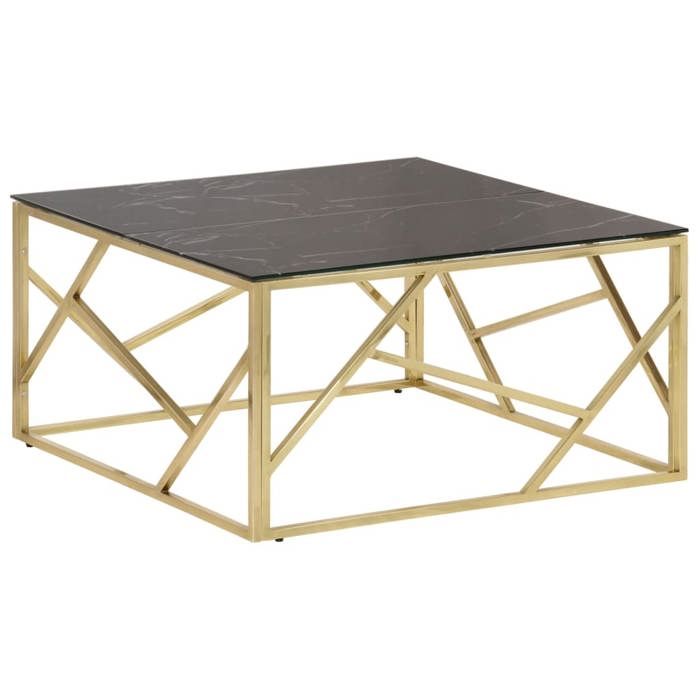 VidaXL Coffee Table Golden Stainless Steel and Tempered Glass 349948