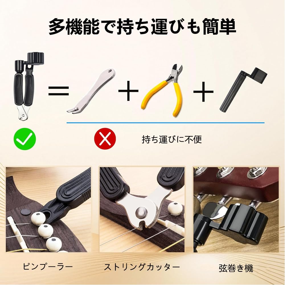 String Winder for Acoustic Guitar String Maintenance Multifunctional Tool for Guitar Guitar String Maintenance and String Change Set Bridge Pin Wire