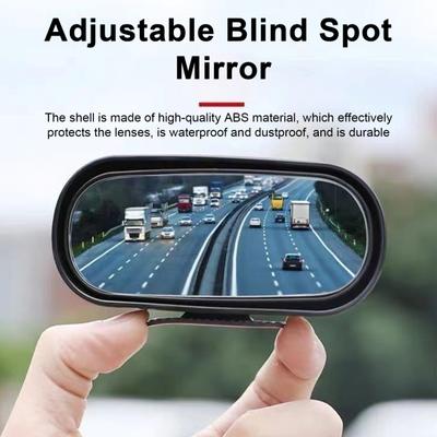 Car Rearview Mirror Wide Vision Adjustable Angle Universal Fit Easy To Install Rectangular Blind Spot Car Mirror
