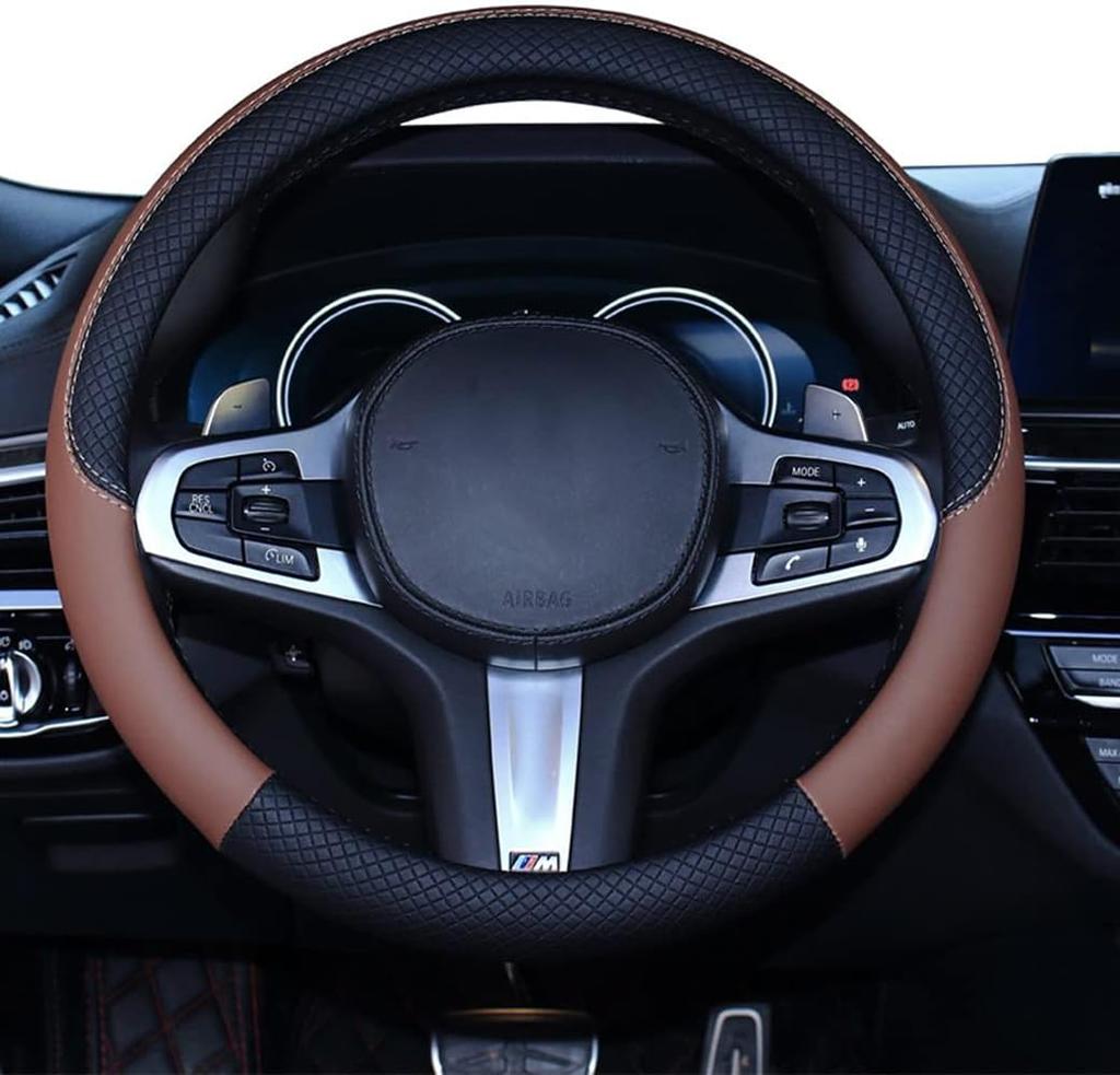 HUACHENG Steering Wheel Cover for Small S Genuine Suitable for All Standard Steering Protective Interior Car Supplies Cars, Cars, Size, Leather,