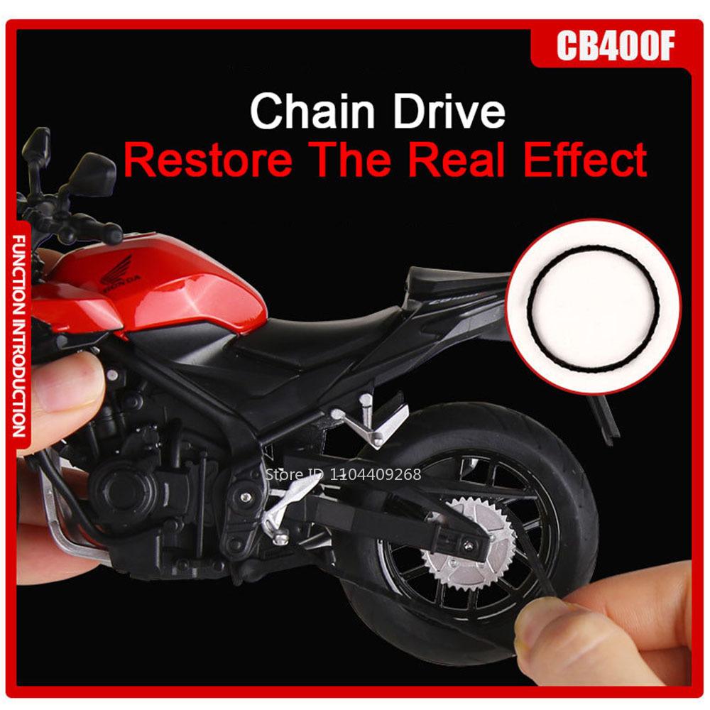 1:12 Honda CB400F CBR1000 Motorcycle Model Toy Car Metal Body Rubber Tires Shock Absorption Motor Models Birthday Presents