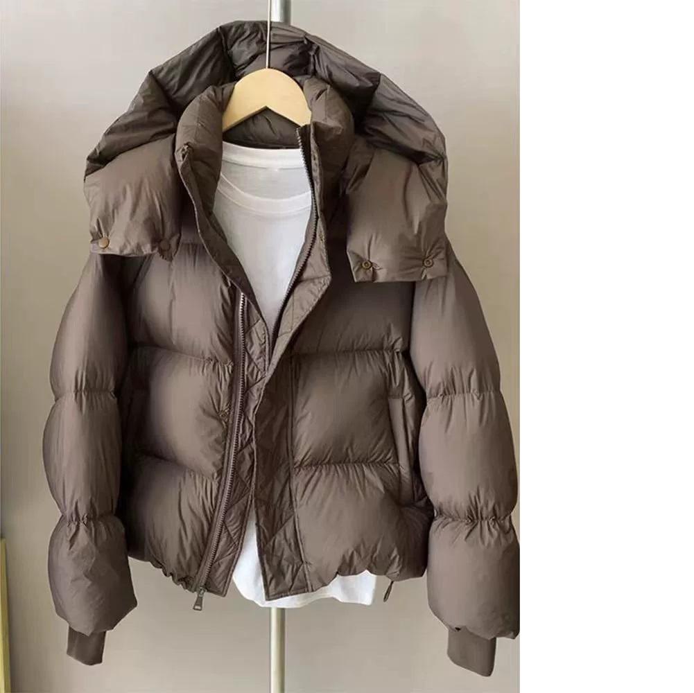 Hooded Cotton Jacket Women Thickened Warm Long Sleeved Outwear Autumn Winter Korean Loose Solid Color Versatile Short Coat