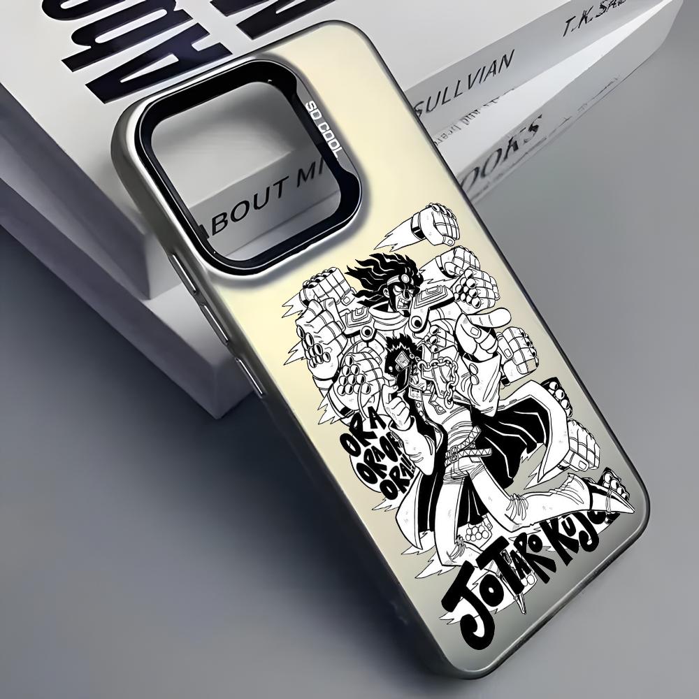 

Anime Cool J-Jojos Phone Case For iPhone 16 15 14 13 12 11 Pro Max Grey Black Matte Laser Metallic Aurora Funda iPhone14promax
