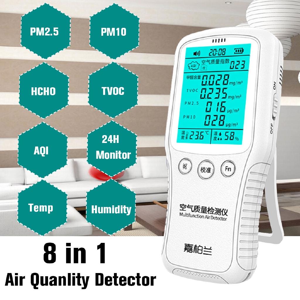 8 in1 Digital PM2.5 PM10 Air Quality Tester Gas Analyzer Formaldehyde Detector Air Quality Monitor