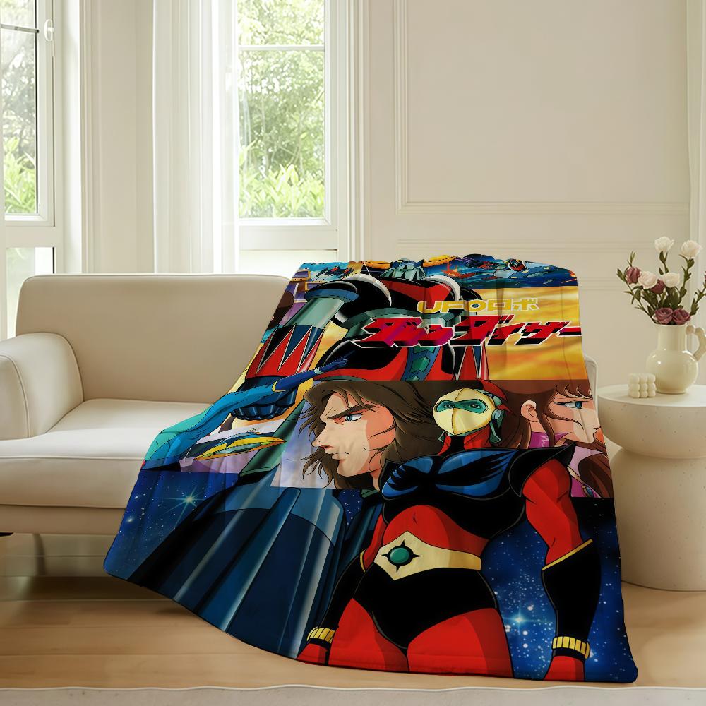 Adventure anime G Grendizer Blanket For Sofa Office Bed Plane Travel Sleep Read Relax Camping Soft And Warm