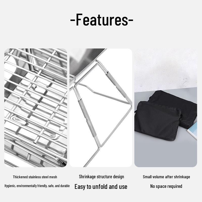 Portable Stainless Steel Folding BBQ Grill and Wood Stove for Outdoor Camping