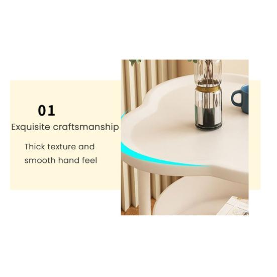 2-Tier Flower Shaped Side Table with Open Storage Shelf Multifunctional Nightstands Living Room Bedroom Office Sofa Couch Bedside Coffee Table