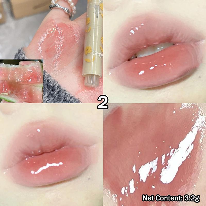 Water-Light Lip Glaze Mirror Glitter Lip Tint Long Lasting Moisturising Love Heart Shape Solid Lipstick Pen Lips Makeup Cosmetic