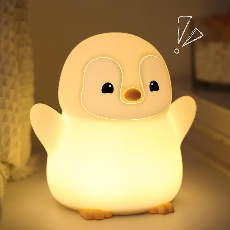 Pinguin Nachtlicht, Tier-Thema Squishy Silikon Kinderzimmerlampe mit Dimmfunktion und Timer, USB-wiederaufladbares Nachttischlicht