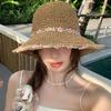 Foldable Wide Brim Straw Sun Hat for Women Summer UV Protection Lightweight Beach Vacation Gardening Cap
