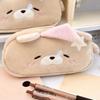 New Plush Little Bear Little Pig Pencil Case Cute Makeup Bag Large Capacity Portable Stationery Storage Pouch Zipper Pen Case
