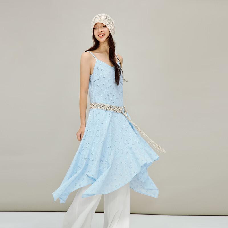 INMAN French Hollow Out Embroidered Irregular A-Line Strappy Dress