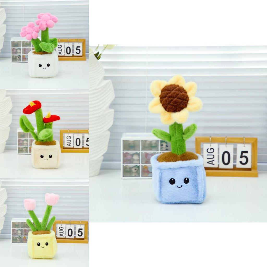 Realistic Handmade Sunflower And Peony Potted Plant Plush Doll Birthday Gift