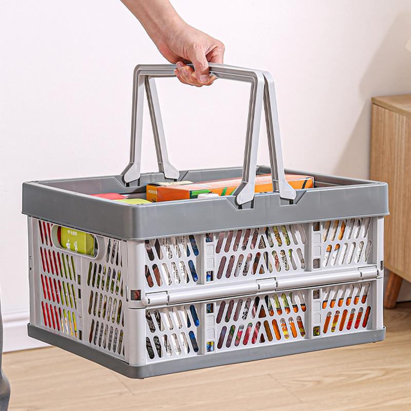 Foldable storage frame hand basket Buy vegetable basket Storage supermarket shopping basket Large picnic basket