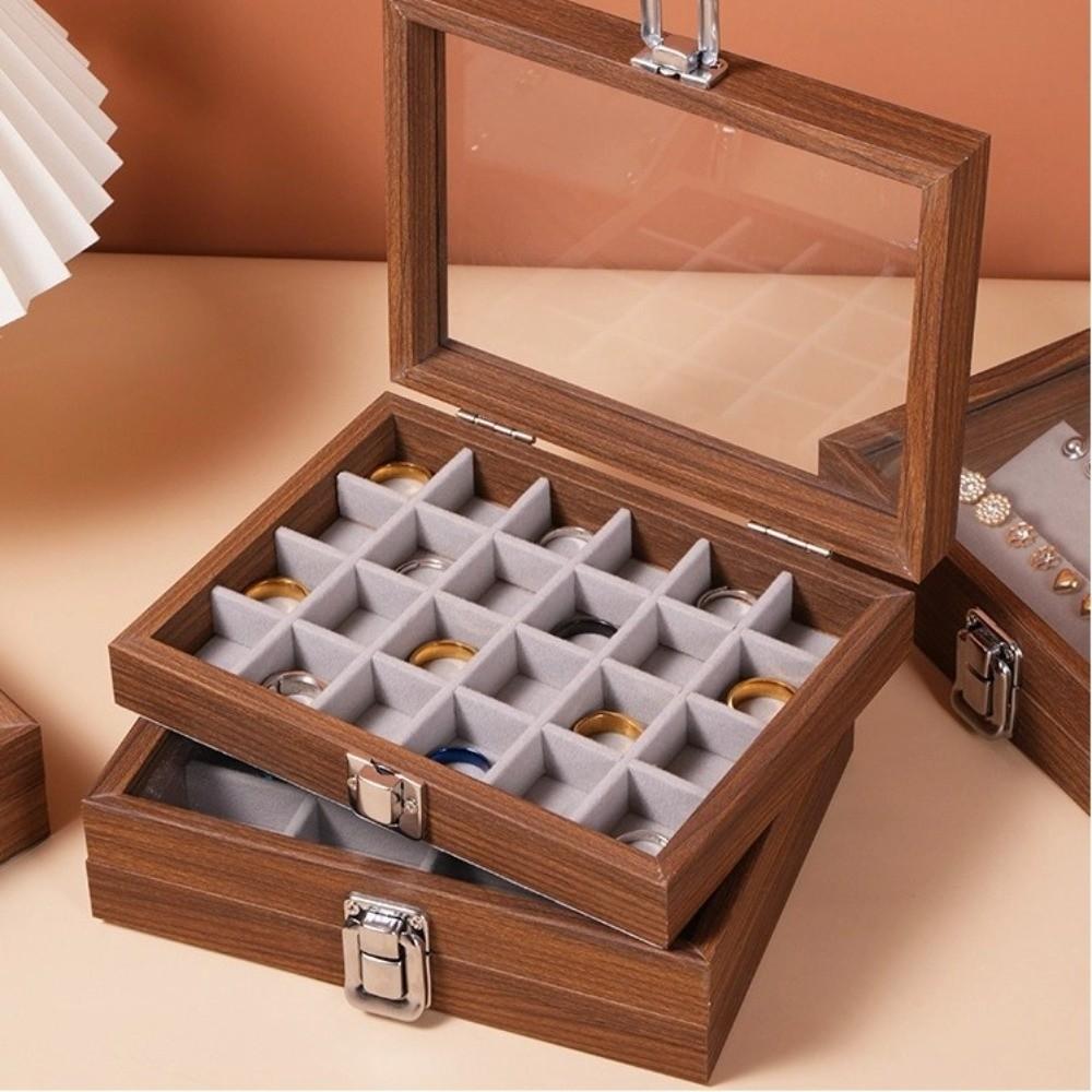 Walnut color Ring Necklace Storage Box Solid Wood Jewelry Display Box Jewelry Box  Bracelets