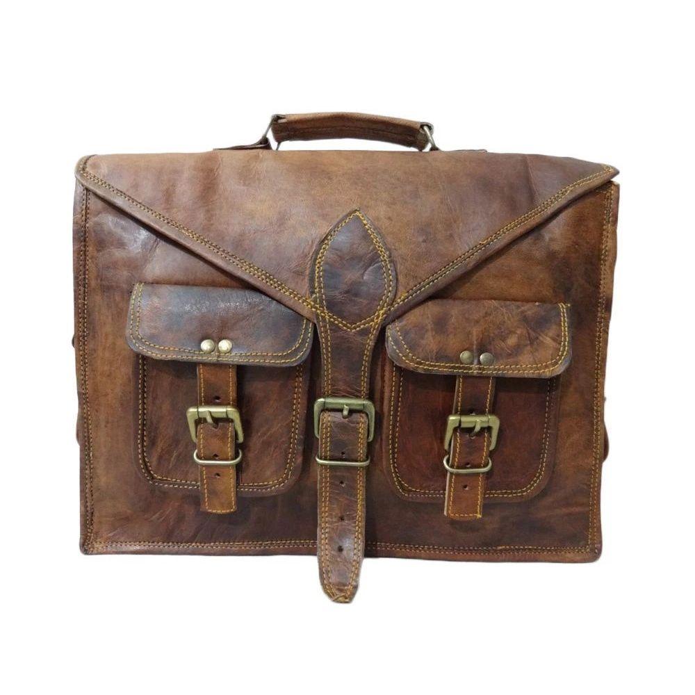 Men's Genuine Vintage Brown Leather Messenger Shoulder  Laptop Bag Briefcase