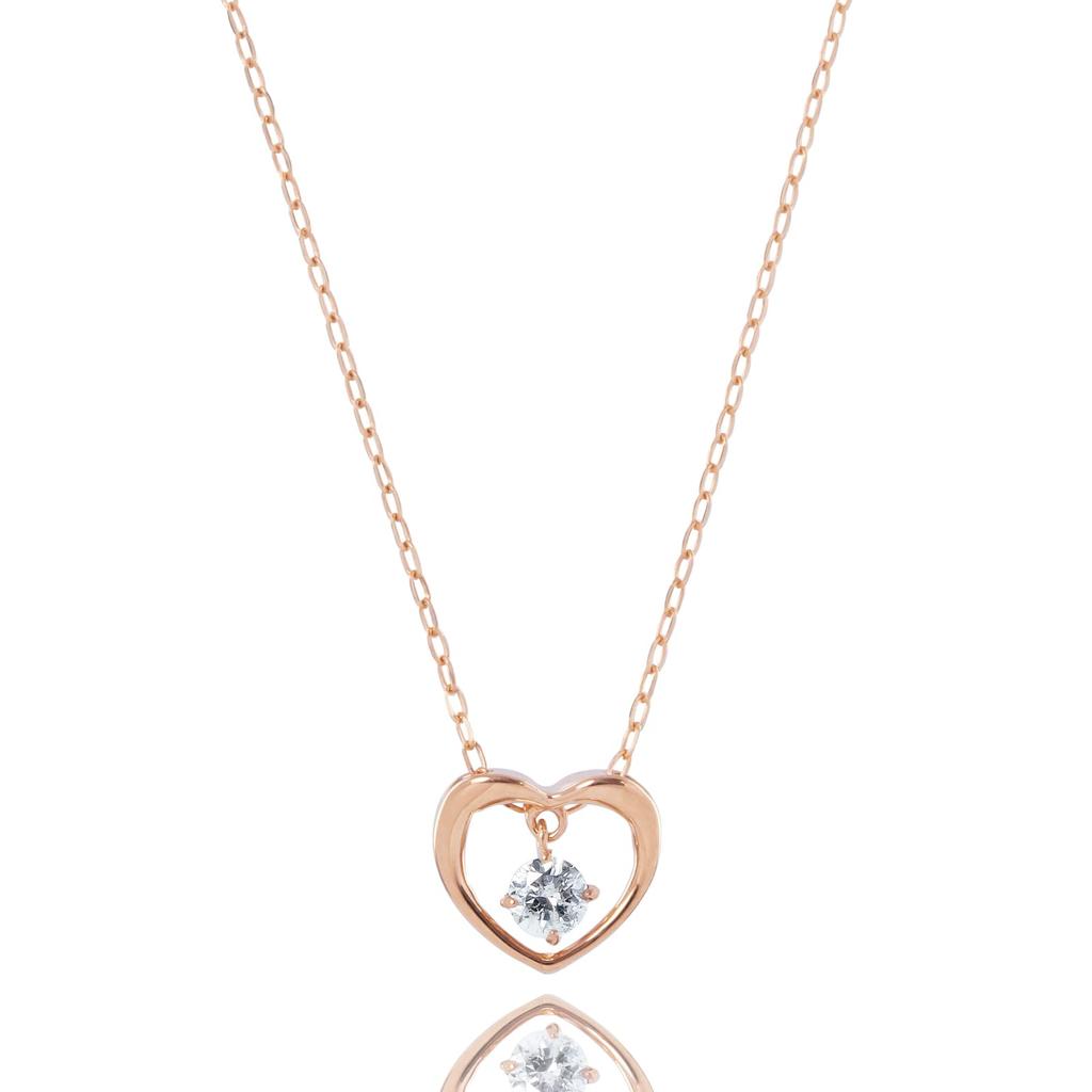 LEGAN Open Heart Necklace Diamond 0.07ct K18 Pink Gold Anniversary Birthday Gift for Women Japan Store