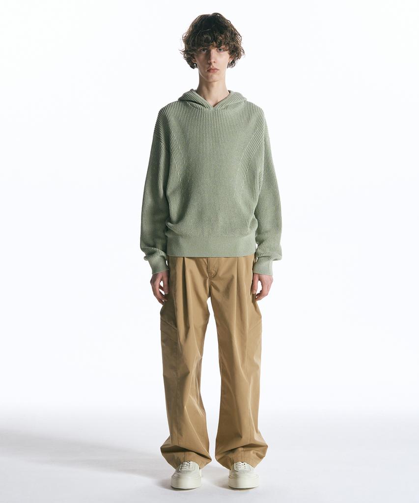 INSILENCE Linen Cotton Knit Hoodie Dusty Green