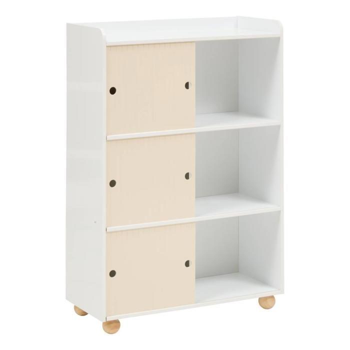 Meuble de rangement 3 portes 2 niveaux "Bouli" beige Atmosphera for Kids
