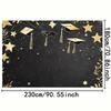 2D Flat Printing Black Gold Graduation Background Cloth for 2026 Graduation Ceremony Photoshoot