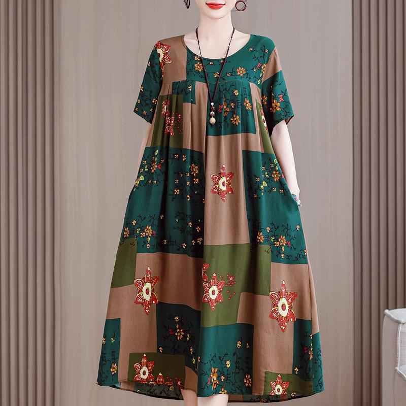 Letné oversize šaty Elegantné dámske dlhé šaty s krátkym rukávom Plus veľkosti