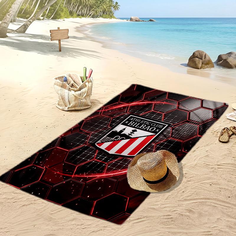 Athletic Bilbao Football Print Beach Towel, Large Soft Quick Dry Towel for Beach Camping Swimming