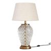 Glass Table LED Lamp Royal Diamond Cut Glass Off White Lampshade Bedside, 58.42 cm Living Room, Bedroom, Home Decoration, Hotel Pack of 1