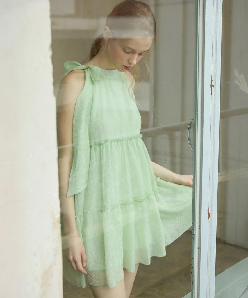 Bikini Bender Sehi'S Ribbon Halter Mini Dress - Melon