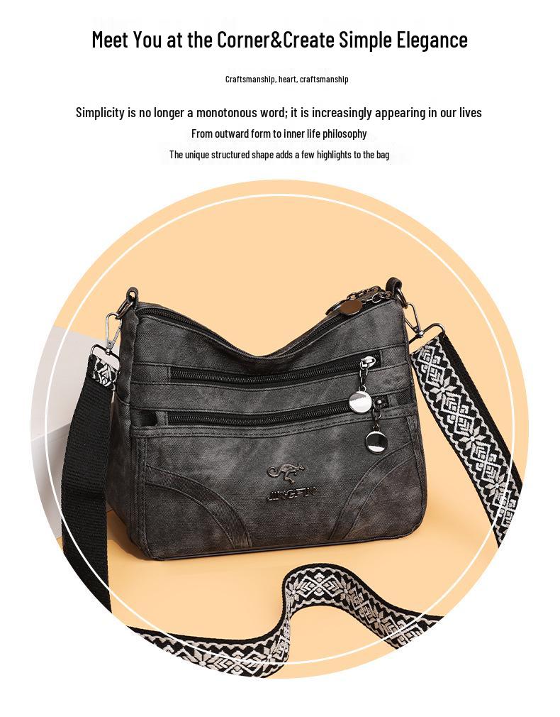 Stylish Multi-Compartment Crossbody Bag for Mature Women