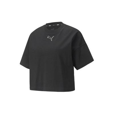 Her Cropped Tee Solid Color Sports Casual Moisture Wicking UV Protection Breathable Loose Short Sleeve Drop Shoulder T-Shirt Women Tops 670951-01