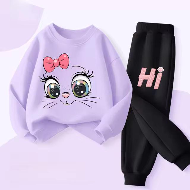 Girls' Spring Hoodie & Long Pants Set - Casual Two-Piece Outfit