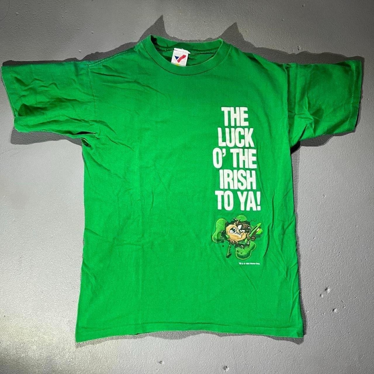 Vintage 1994 Taz Luck O’ The Irish Warner Bros Graphic Tee Green Size Large Unisex T-Shirt M