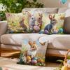 Easter Spring Bunny Cushions Pillowcase Polyester Cushion Cover Throw Pillow Pillowcover Home Car Sofa Decor