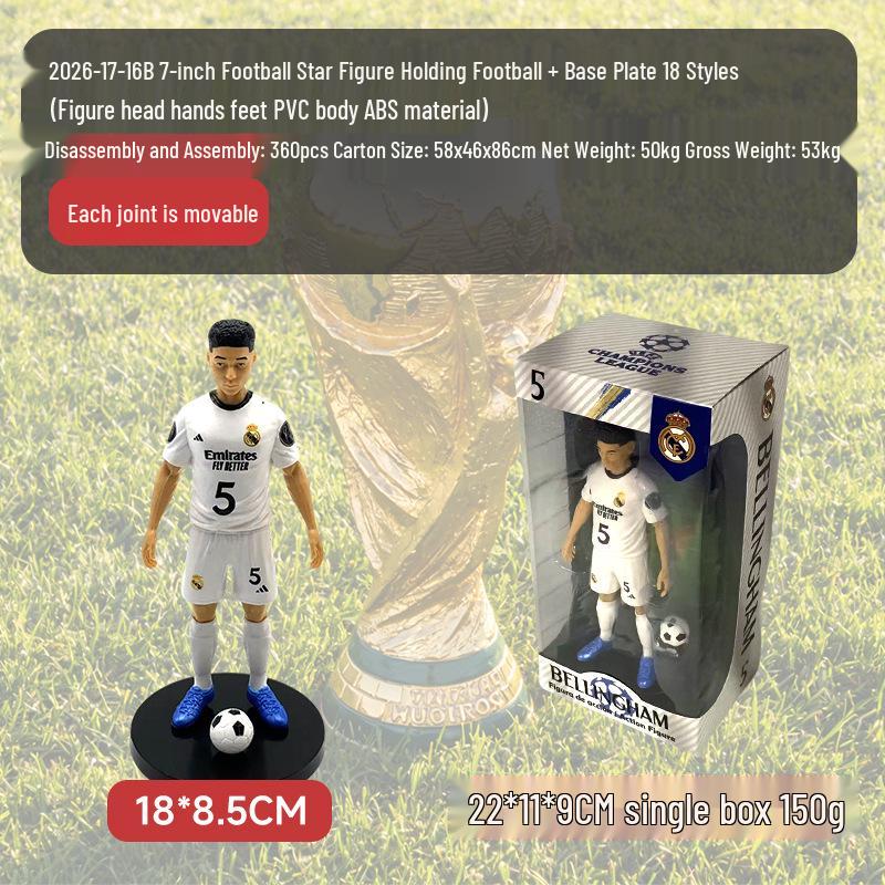 2026 World Cup Soccer Stars Figurines: CR7, Messi, Neymar, Mbappé Dolls