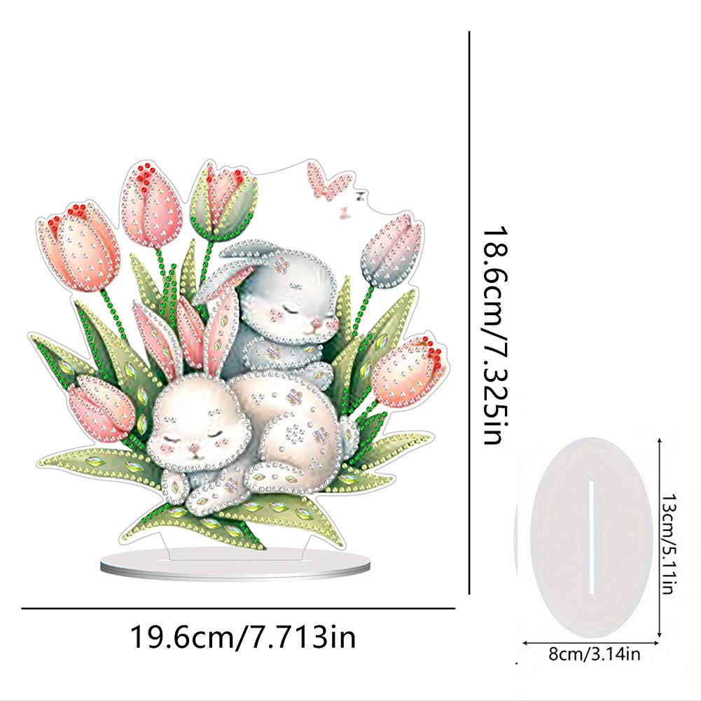 Easter Bunny Eggs Table Top Diamond Painting Ornament Kits Acrylic Special Shaped 5D DIY Diamond Art Tabletop Decor for Beginner