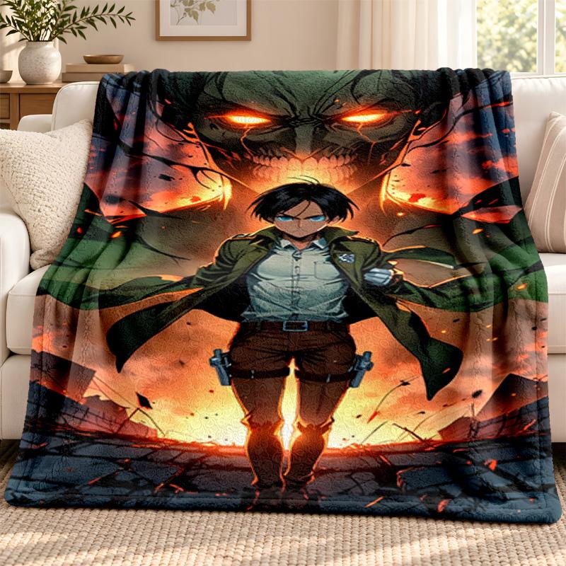 Attack On Titan Blanket Flannel Blanket Soft Cozy Plush Throw for Sofa Bed Lightweight Home Decoration Outdoor Camping