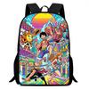 15 Inch Cartoon One Piece Mochila Backpack, Light Weight Unisex School Backpack for Boys Girls Age 6-10 Casual Travel Daypack