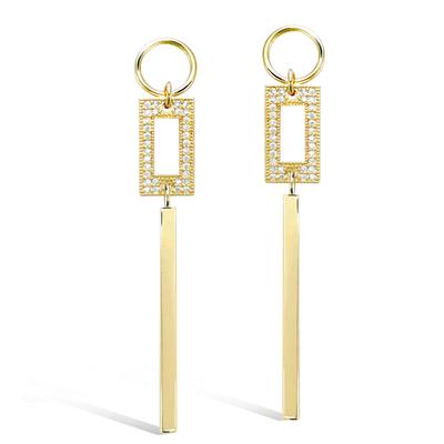 [Q4050] - Χρυσό Επιμεταλλωμένα Σκουλαρίκια 'Sissi' λευκό χρυσό - 65x10 mm