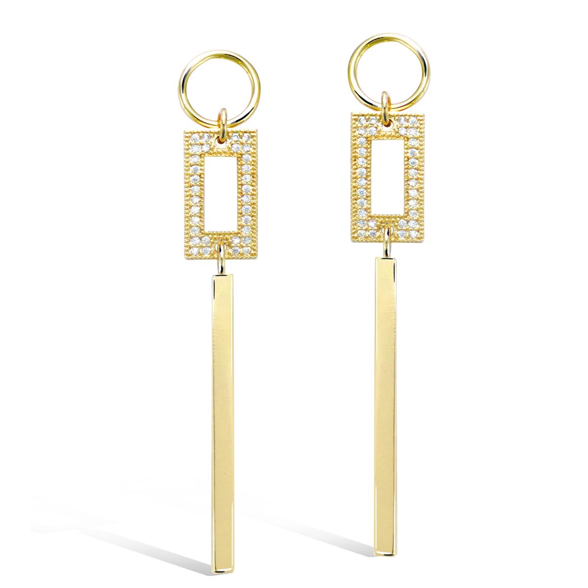 

Les Trésors De Lily [Q4050] - Boucles Plaqué Or Sissi blanc doré - 65x10 mm