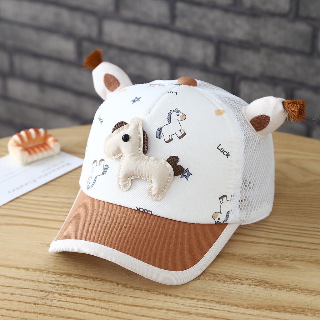 Children's Pony Figurine Net Cap  Summer Girl's Mesh Baseball Cap  Boy's Outdoor Sun Protection Fedora Hat