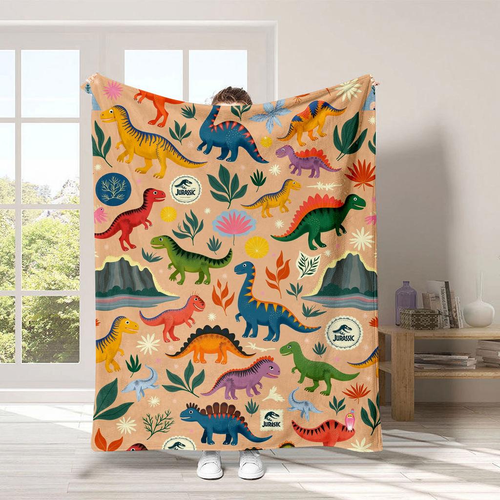 Dinosaur Car Cartoon Printed Blanket for Sofa Bed Travel Camping Living Room Office Conditioning Blanket for All Seasons Gifts