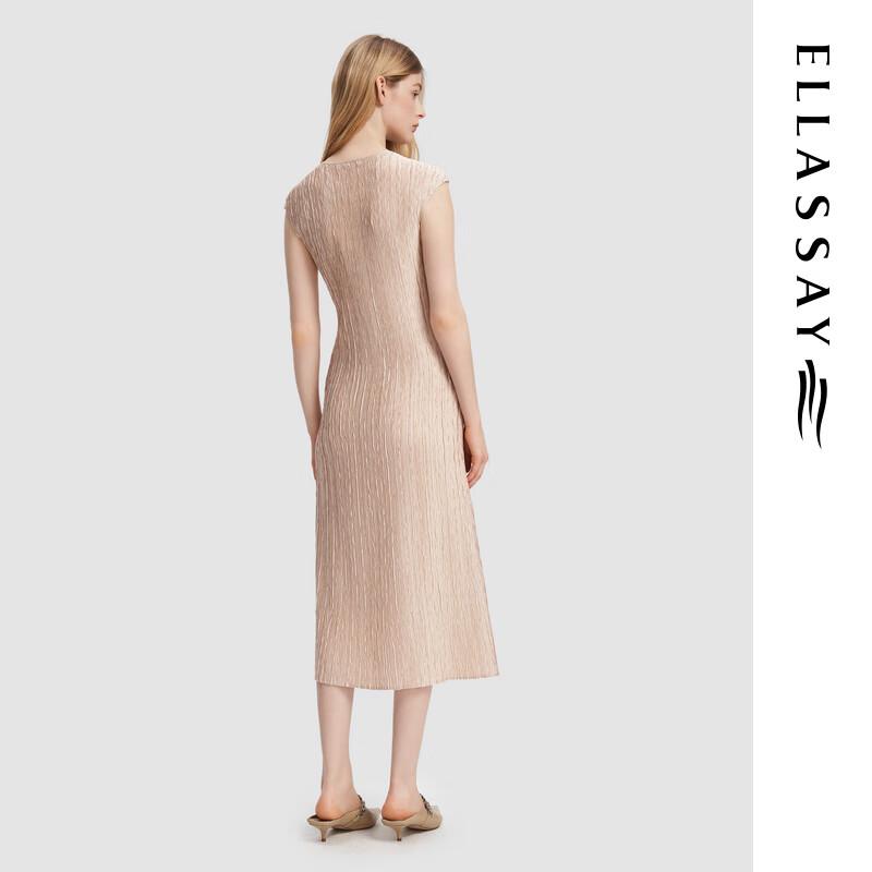 ELLASSAY Pleated Sleeveless A-Line Midi Dress