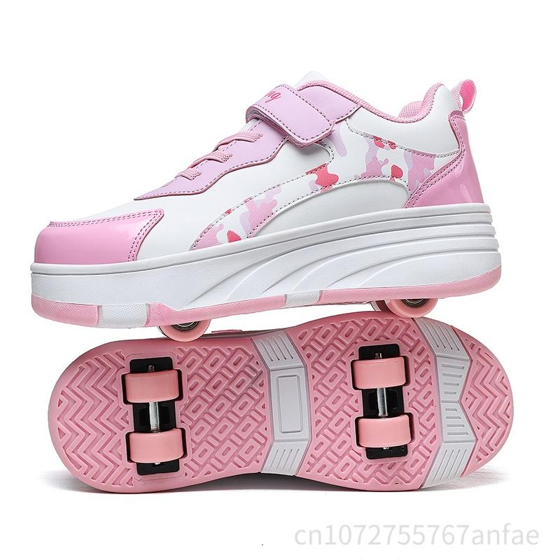 

Children s Skateboard Shoes Walking Rolling Dual-Use Comfortable Wear-resistant Outdoor Roller Skating Sneakers Girls Casual Sho 29