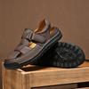 Summer Men's Leather Beach Sandals Pure Handmade Mens Closed Toe Sandals