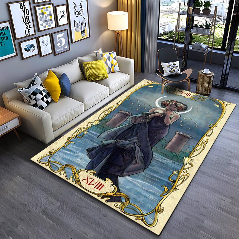 

Tarot Card Print Flannel Carpet, Machine Washable and Non-Slip, Home Office Living Room Decoration 40x60cm( 15x23in )